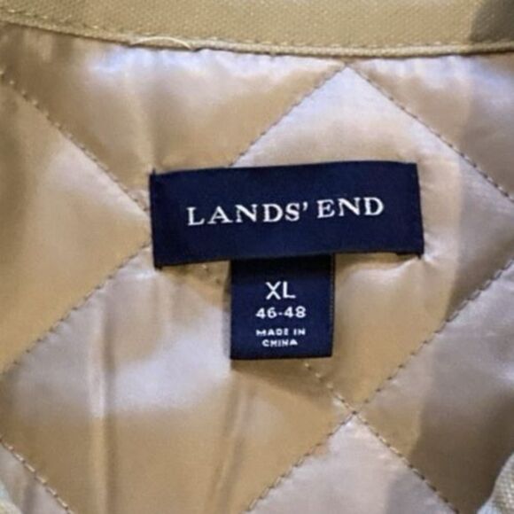 Lands’ End Men’s Parka XL Tan Cotton‎ Canvas Field Jacket Corduroy Collar Vented - Picture 9 of 16
